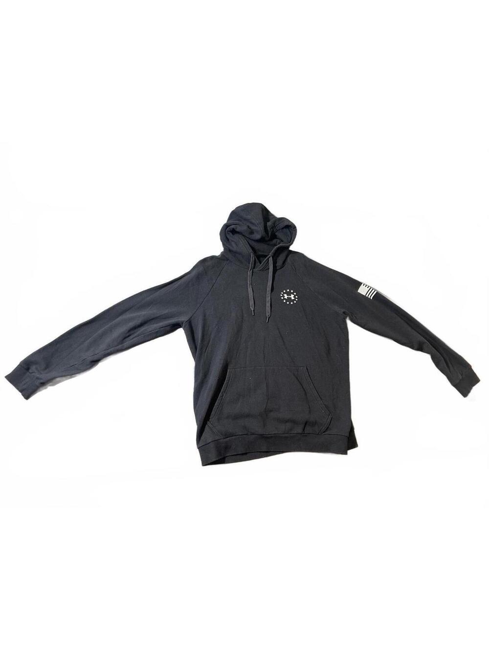 Under Armour Black Hoodie Sweatshirt with Freedom Flag Design